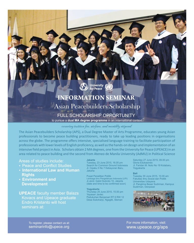 Seminar Asian Peacebuilders Scholarship 2015 Seminar Asian Peacebuilders Scholarship 2015